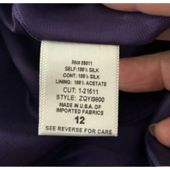 David Meister Sequin Purple Silk Mini Dress Women’s 12 Fit & Flare Signature - Picture 5 of 6